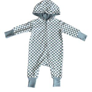 Baby Sprouts Zip Romper - Checkered in Storm